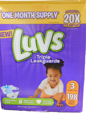 Luvs Triple Leakguards Disposable Baby Diapers ~ Size 3- 198 Count-No Box 0.25 per diaper