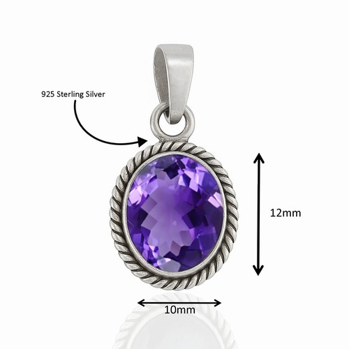 Birthstone Pendant 10x12 mm Oval Gemstone Jewelry, Silver Handmade Gift for Her - Picture 4 of 54