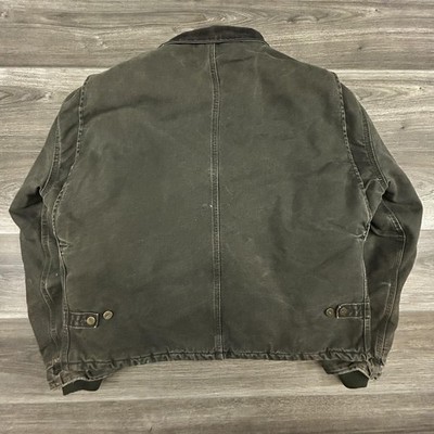 Vintage Carhartt Jacket Mens XL Green Canvas Thrashed Workwear J22