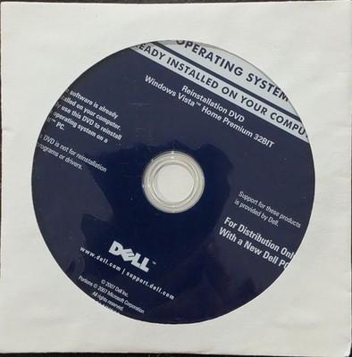 SEALED Dell Reinstallation DVD Windows Vista Home Premium 32Bit 2007 FREE SHIP