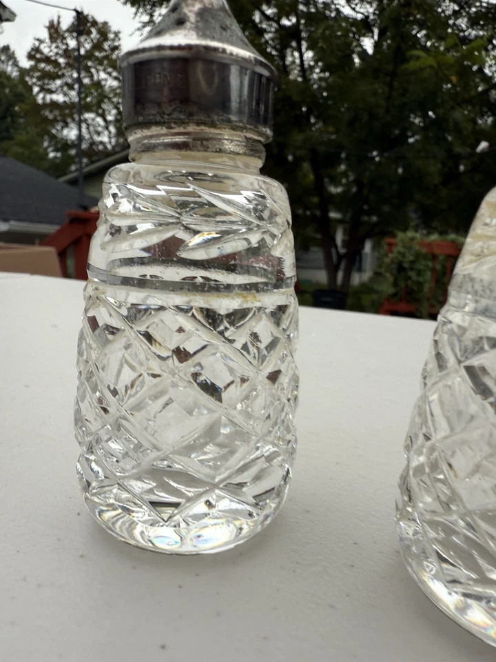 Waterford кристалл соли/перца шейкеры Glandore узор комплект 2 EPNS серебряные топы - Изображение 3 из 4