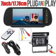 7"Mirror Monitor Night Vision Reverse Backup Camera Parking Car Plug Acesssories