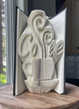 Handmade Folded Book Art  Coffee    Upcycled Book Sculpture Decor Gift