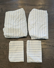 Threshold Vintage Wash KING Blue White Stripe...
