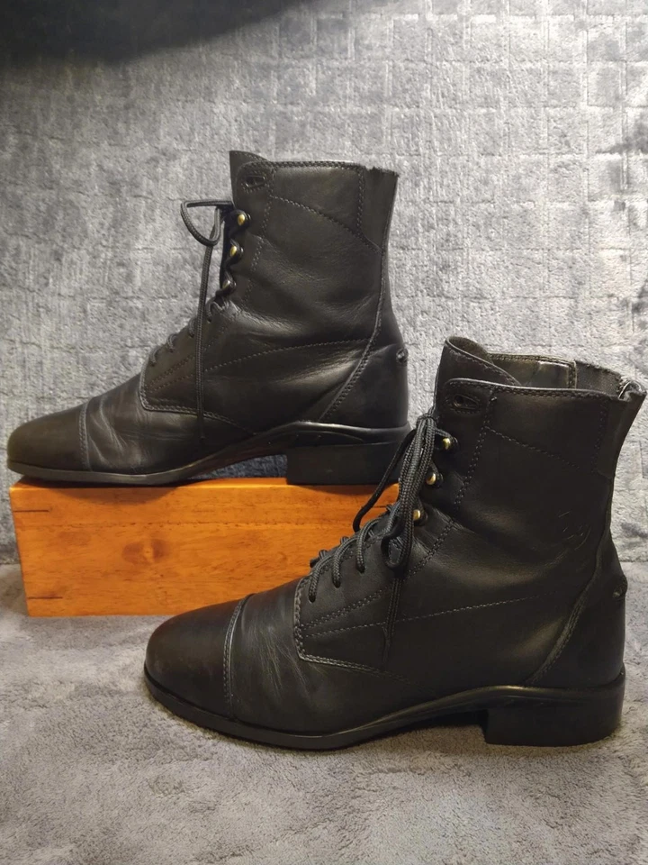 Botas de combate ARIAT de cuero negro con cordones ganchos de velocidad abuela para mujer EE. UU. 7/7,5 Foto 4 de 4