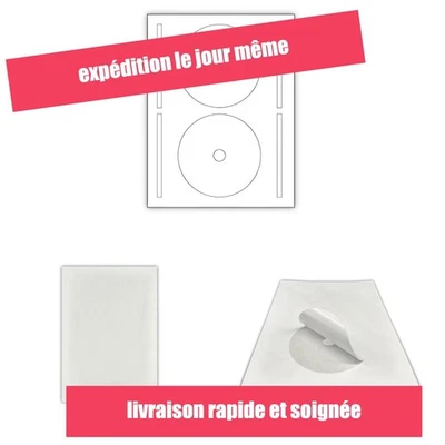 100 Étiquettes CD DVD autocollantes 117 mm Papier blanc UNIVERS GRAPHIQUE - Photo 1/4