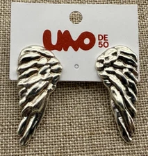 NEW Uno de 50 SER INVENCIBLE Sterling Silver Plated Wings Earrings