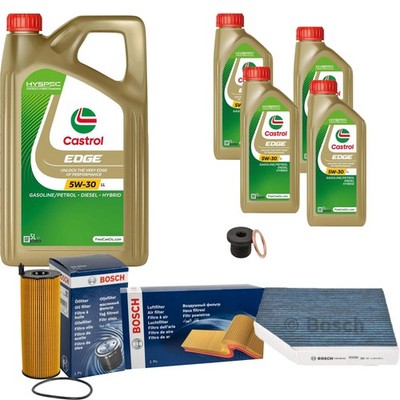 BOSCH Inspektionspaket 9 L Castrol EDGE 5W-30 LL für Audi A5 3.0 TDI quattro