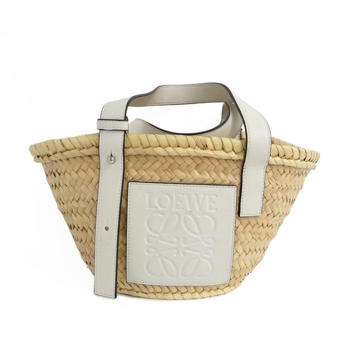 Loewe Basket Bag Small A223S93X04 Calfskin Natural / White Women's #UDB2830