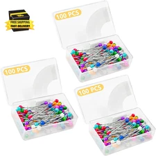 300PCS Sewing Pins for Fabric, Straight Pins with Glass Ball Heads, Multicolor C