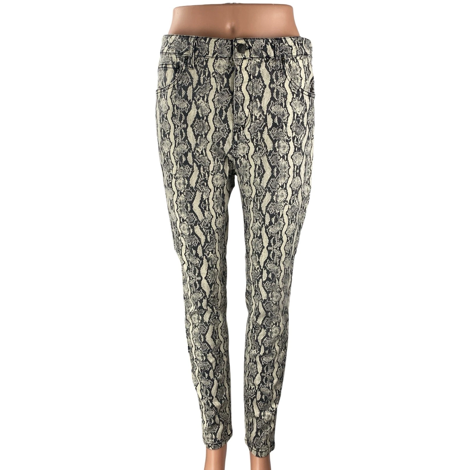 Wild Fable Women's Gray Snakeskin High Rise Skinny Jeggings Trousers Pants Sz 12
