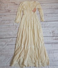 BHLDN Anthropologie Belize Embroidered A-Line Long Sleeve V-Neck Gown Size 2 NWT