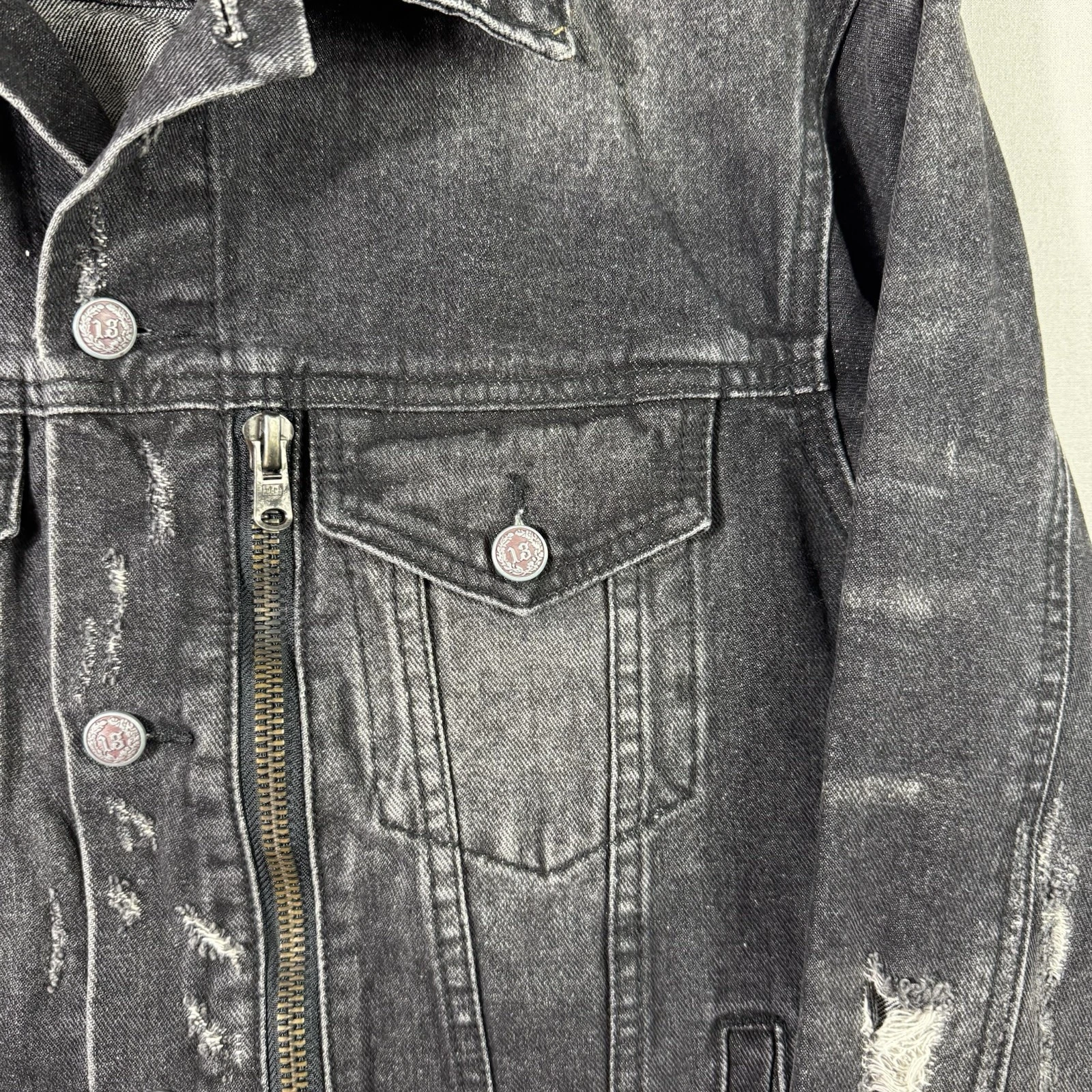R13 Denim Trucker Jacket Men’s Black Zip Size Medium $1250 MSRP - product detail image 8