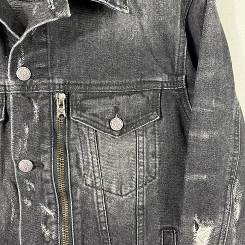 R13 Denim Trucker Jacket Men’s Black Zip Size Medium $1250 MSRP image 8