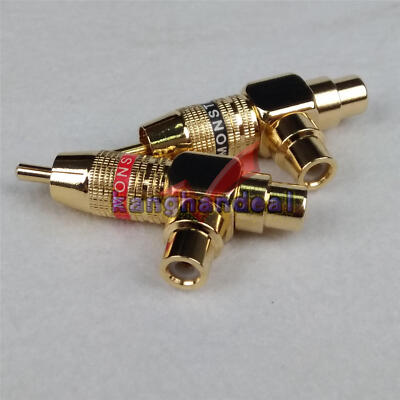 2PC Lot Pure copper Audio Right Angle RCA Adapter Splitter Male-to-Female