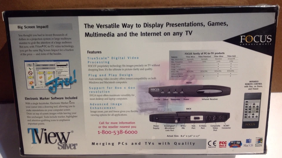 SEALED - Focus Enhancements TView Silver Display Computer Video On TV - NEW - Image 4 of 4