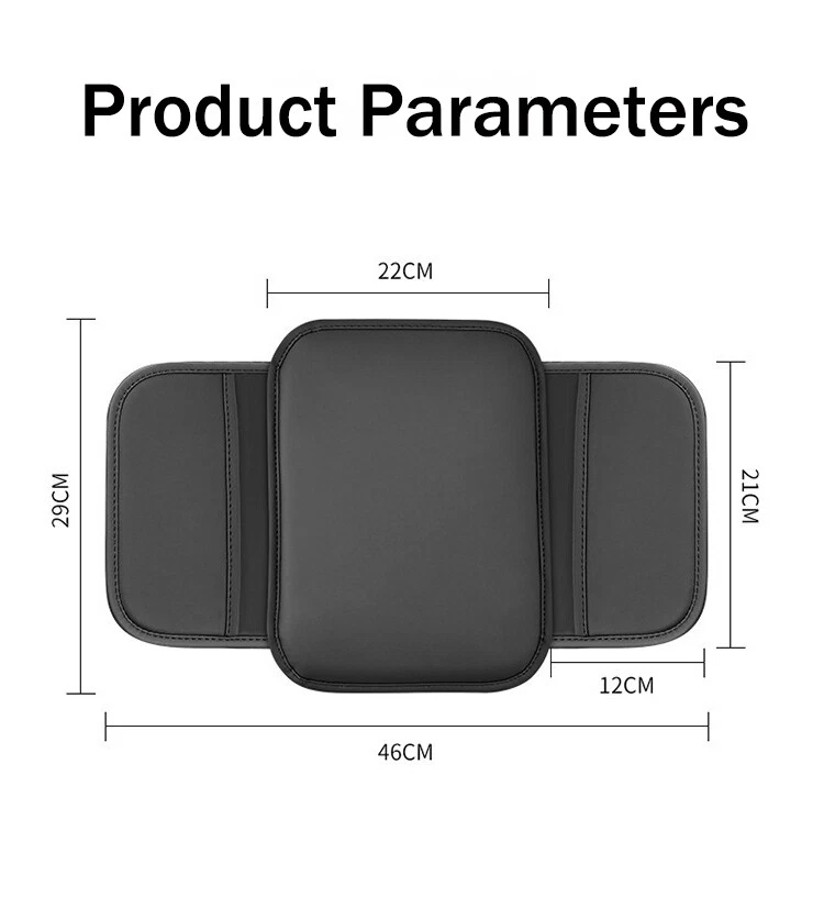 Cojín protector reposabrazos de cuero negro para interior de coche almohadilla de almacenamiento Foto 2 de 4