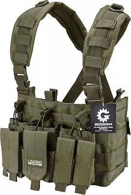 Barska Loaded Gear Tactical Chest Rig, Mag Accessory Pouches,OD Green, BI12794