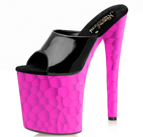 Womens Trendy Sexy Peep Toe PVC Sandals 20cm High Heels Party Dance Shoes Size D - Picture 3 of 14