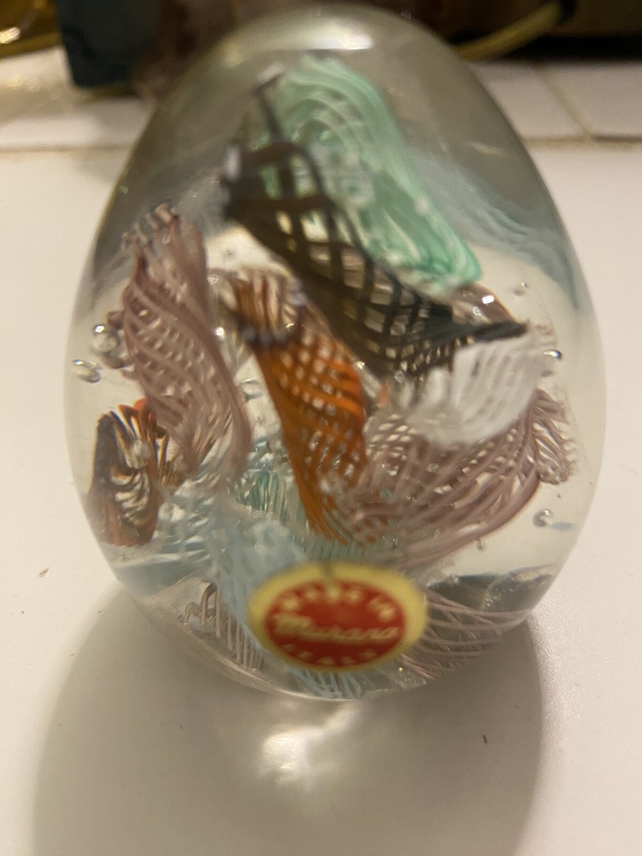 Vintage Murano Latticino Scramble Glass Egg Paperweight 2.5 in. | eBay
