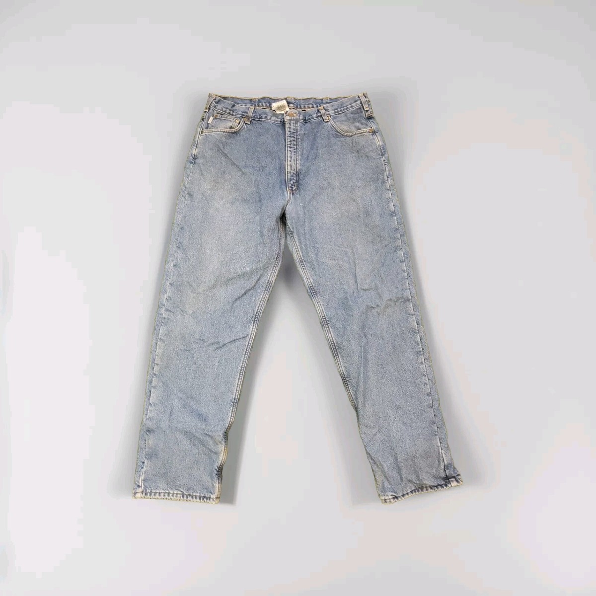 Men's Carhartt B155 DST Fleece Lined Denim Blue Jeans Size 42x34