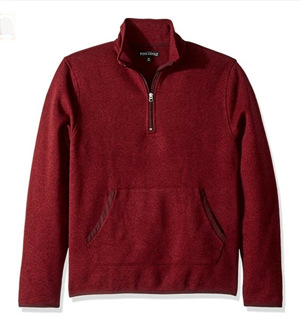 J Crew Merc. Mens XSmall Fleece HalfZip Pullover Sweater Burgundy Boys