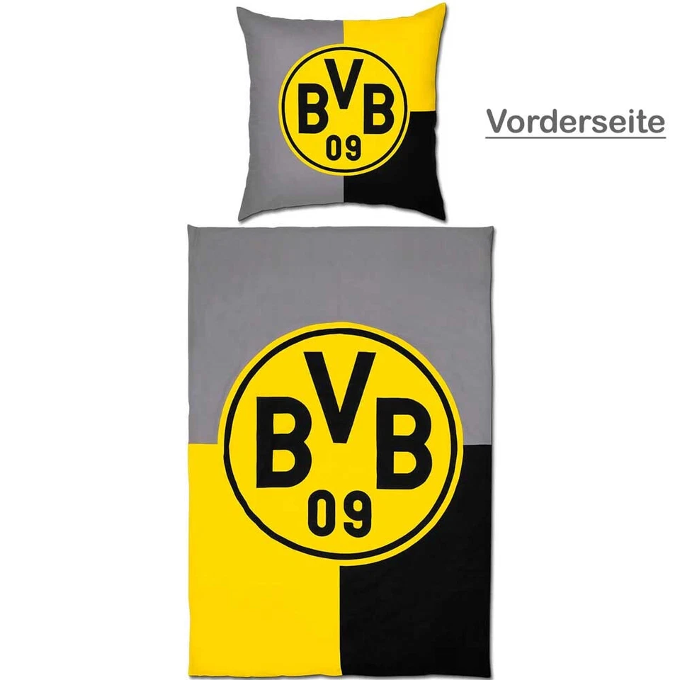 BVB Bettwäsche BVB Logo anthrazit / gelb Wendebettwäsche 135x200 Fanartikel Shop - Bild 2 von 4