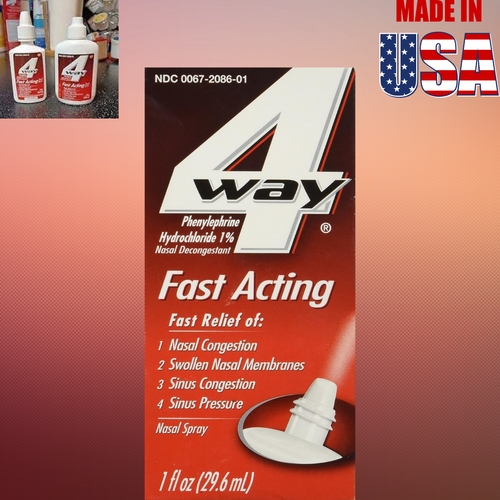 4-Way Fast Acting Nasal Spray, 1 Fl Oz Nasal Congestion Relief Nasal ...