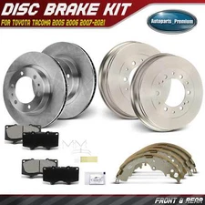 12pcs Front & Rear Brake Rotor & Pad & Rear Brake Drum & Shoe for Toyota Tacoma
