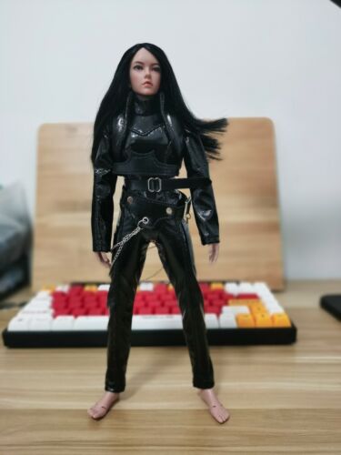 1/6 Scale Black Leather Tight Suit Set W/Vest Belt Fit 12'' Female Action Figure - Picture 1 of 4