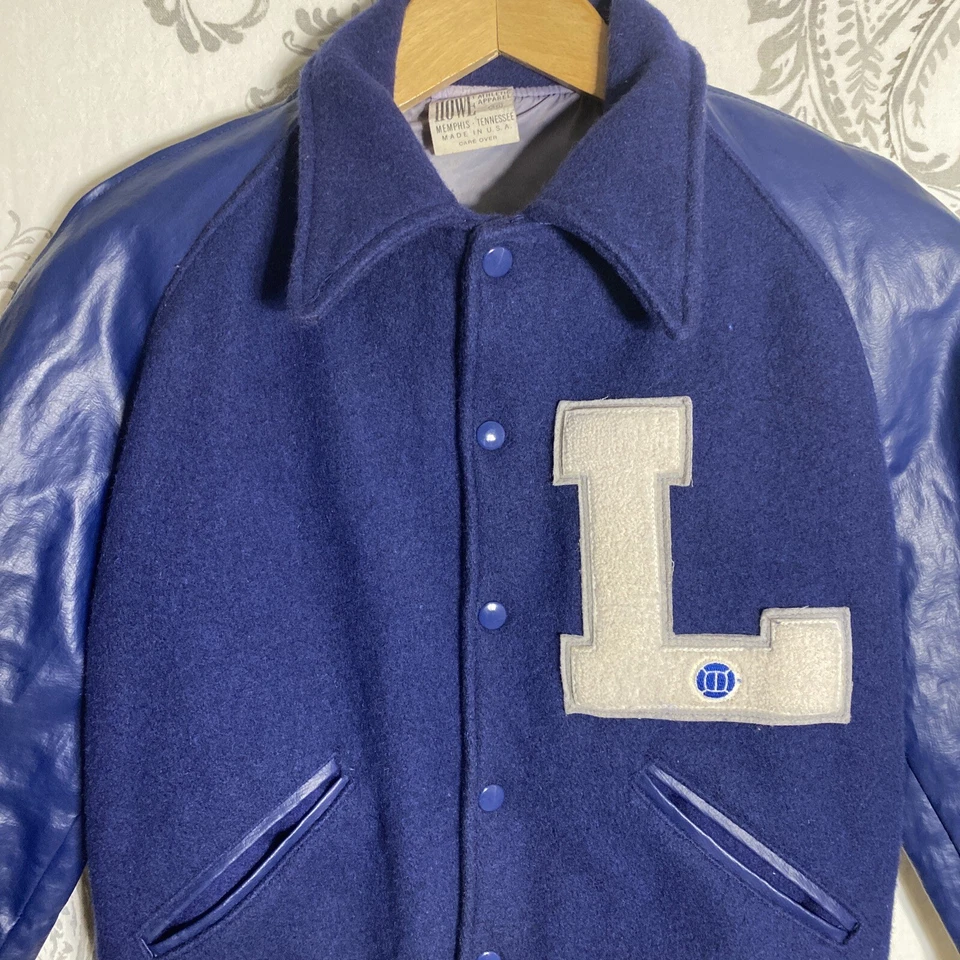 Vintage Howe Snap Button Varsity Jacket Wool Size 36 Blue Made In Usa - Image 2 of 4