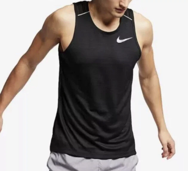 NIKE DRI FIT BREATHE RUNNING TANK TOP VEST VAPOR BLACK SIZE SMALL