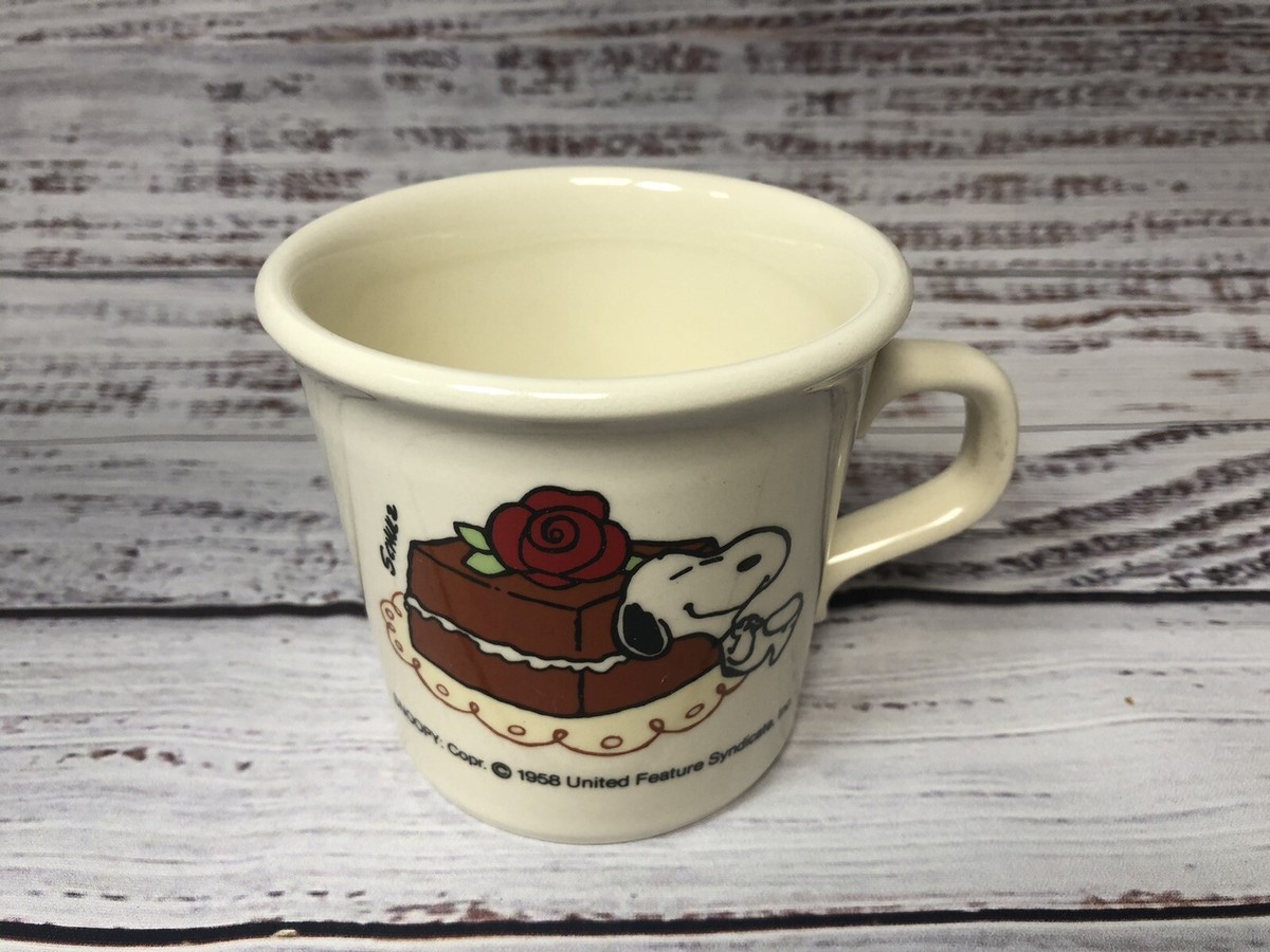 Vintage Snoopy Coffee Mug Cup with Cake 1958 Taylor International USA -  Schultz