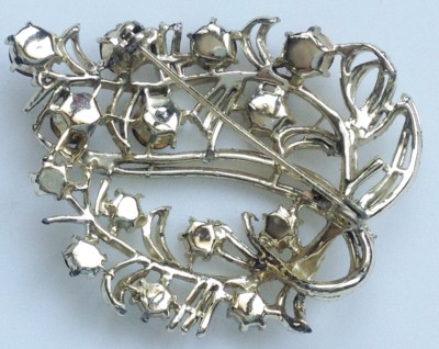 Grande Broche Vintage Couleur Or Avec Cristal Rouge Rubis Et Diamant - Modèle 655, Occasion Bon état