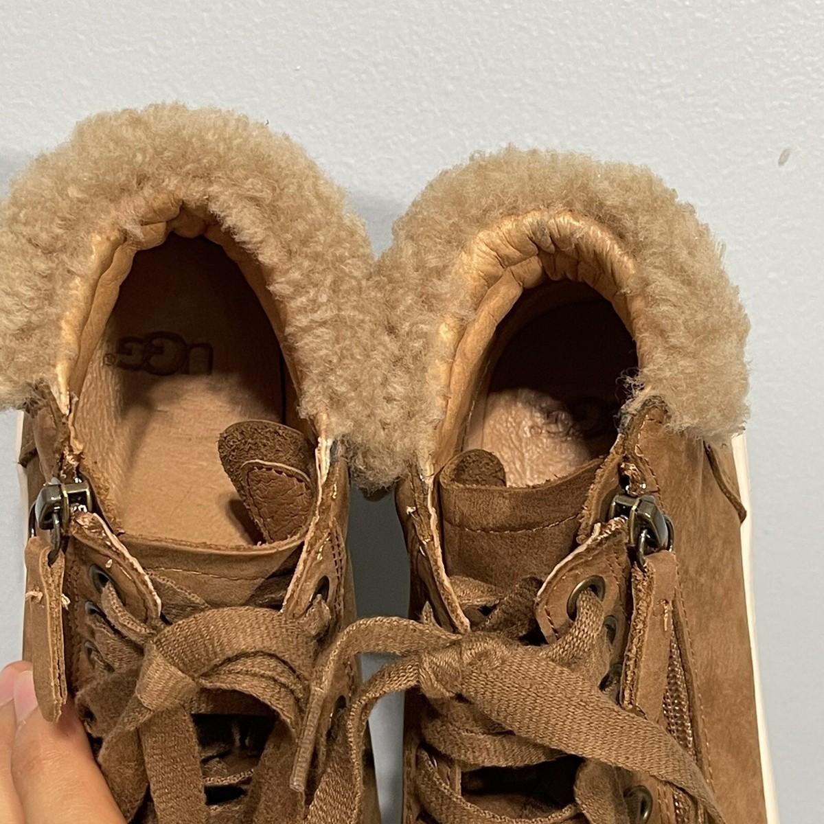 UGG Women's Pure Leather Lace Up Zipper Sneaker Boots With