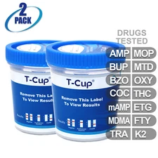 NEW Mintegrity Drug Test 14-Panel T-Cup Urine Home Kit 2-Pack #MI-TDOA-9145EFTK