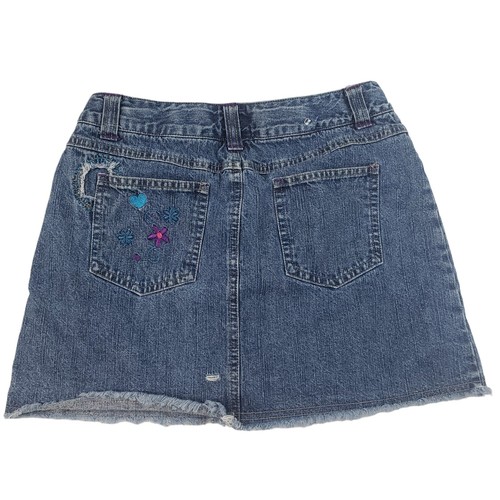 Circo Girls Jean Skort All Cotton Embroidered Adjustable Waist Blue Size L 10-12 - Picture 3 of 8