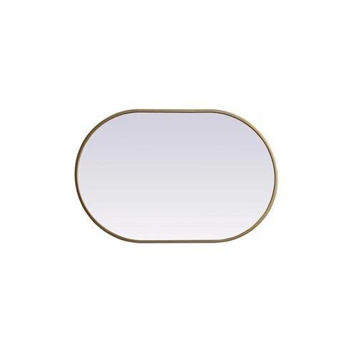 Elegant Decor Asha 20x30" Oval Modern MDF Wood/Iron Mirror in Brass - Picture 3 of 11