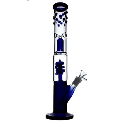 RORA Bong 16" Tall Glass Bong Spring Handmade Blue Smoking Water Pipe with 14mm