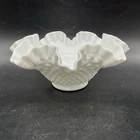 Vtg. Fenton Milk Glass Hobnail Ruffle Rim 9 3/4” Wide Bowl