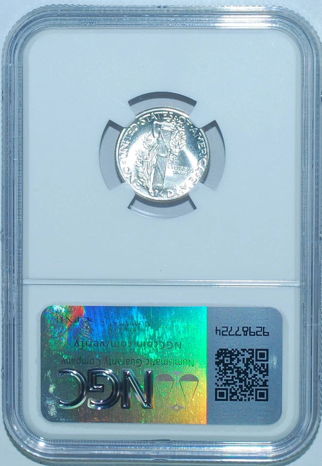 1937 P NGC MS68FB Full Bands Mercury Dime - Image 2 of 2
