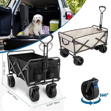 150KG 120L Bollerwagen Faltbar Reifen Bremsen Handwagen Klappbar Transportwagen