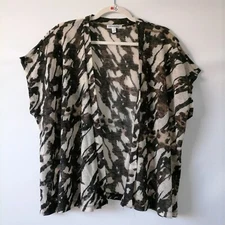 Roommates Women's Brown & White Open Front Abstract Print Cardigan Size XL