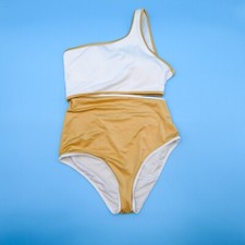 Victorias Secret White Beige Small Single Shoulder Cut One Piece VS Swimsuit New