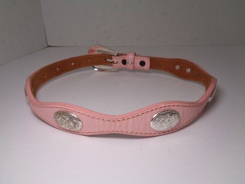 Girl Kids Concho Style Pink Leather Western Belt & Buckle Silver Creek Size 20 - Picture 4 of 10