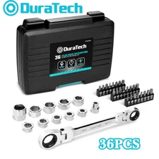 DURATECH 24-in-1 Screwdriver Set 12-in-1 Flex-Head Ratcheting Wrench Set 24 Bits