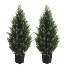 Artificial Topiary Trees 3FT Fake Cedar Pines UV Rated for Outdoor Indoor Decor
