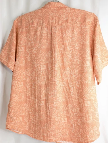Tommy Bahama Hawaiian Shirt Floral Jacquard Print Coral Tencel Marlan Men XL 52" image 7