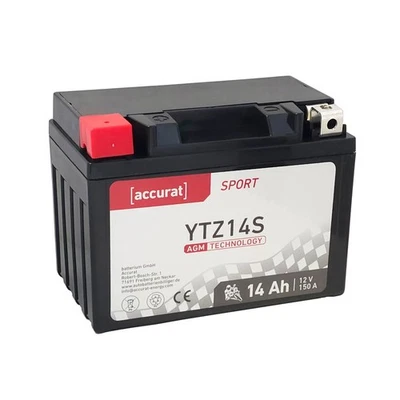 ACCURAT Motorradbatterie AGM 12V 14Ah YTZ14S Roller Batterie Quad ATV Jetski Moped VRLA