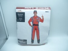 Men's Racecar Driver Red Jumpsuit  Hat Costume Size Medium 32/34